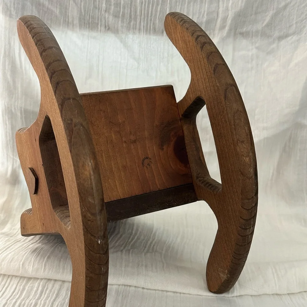 Vintage Wooden Rocking Chair Handmade Sturdy Construction - Picture 5 of 6